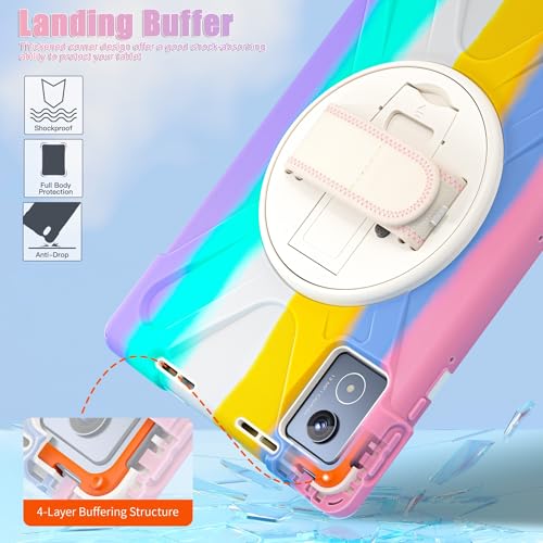 Funda para Lenovo Tab K11 Plus con mango giratorio 360 grados y protector rosa 7