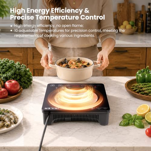 Image of 1800W Portable Induction Cooktop, 8 Inch Heating Plate, Touch Control