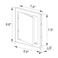 Vista 6 de Panel de acceso para puerta de 8 x 8 pulgadas, placa de cubierta de solapa de apertura blanca, cerradura de puerta de caja, pestillo