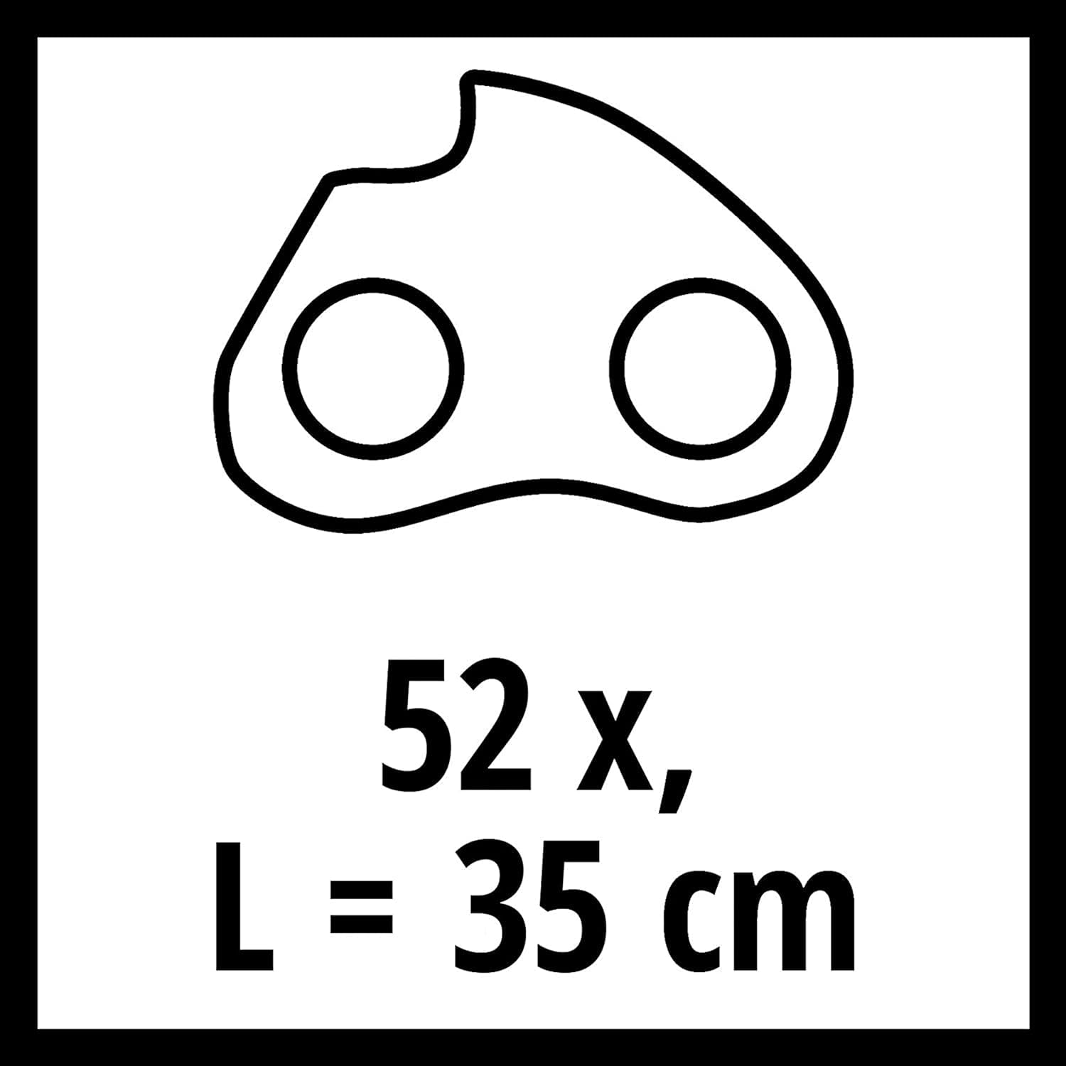 Oryginalny łańcuch zamienny Einhell 35 cm (akcesoria do piły łańcuchowej, pasuje do pilarek łańcuchowych Einhell o długości 35 cm, 52 ogniwa napędowe, grubość 1,1 mm, podział łańcucha 3/8 cala)
