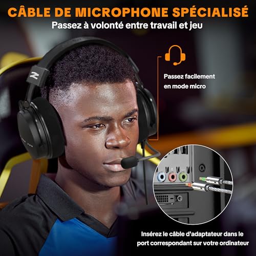 talomen W550X Casque Studio Professionnel, Casque Audio Over-Ear Fermé avec Coussins en Cuir & Velours et Câbles Détachables, pour Enregistrement, Mixage, Mastering, DJ Monitoring, Gaming – vue 4