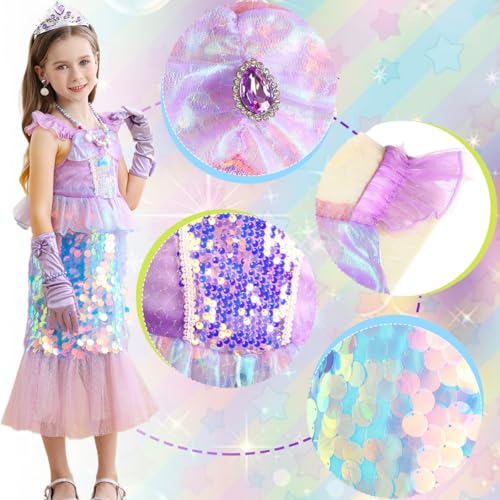 Disfraz completo de sirena para niñas 7-8 años miniatura 4