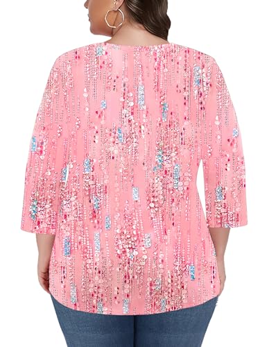 Ivicoer 3/4 Sleeve Tops for Women Plus Size V Neck Tunic Shirt Loose Work Peasant Dressy Casual Flowy Blouses Fashion 20252