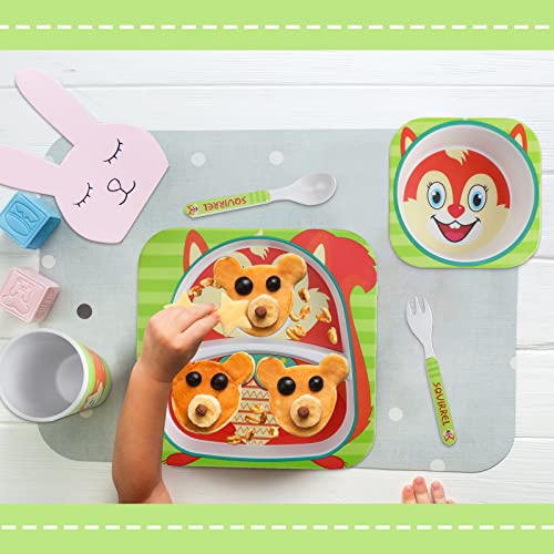 20 Pc Kids Toddler Plates And Bowls Set Mealtime Feeding Set For Kids And Toddlers Zoo Animal Dinnerware Of 4 Different Cute Animal Includes Cartoon Plate Bowl Cup Fork Spoon Utensil Flatware Reusable #TOP5