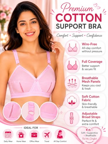 Image of SONA Perfecto Cotton Bra for Woman Full Coverage Everyday Non-Padded Wirefree