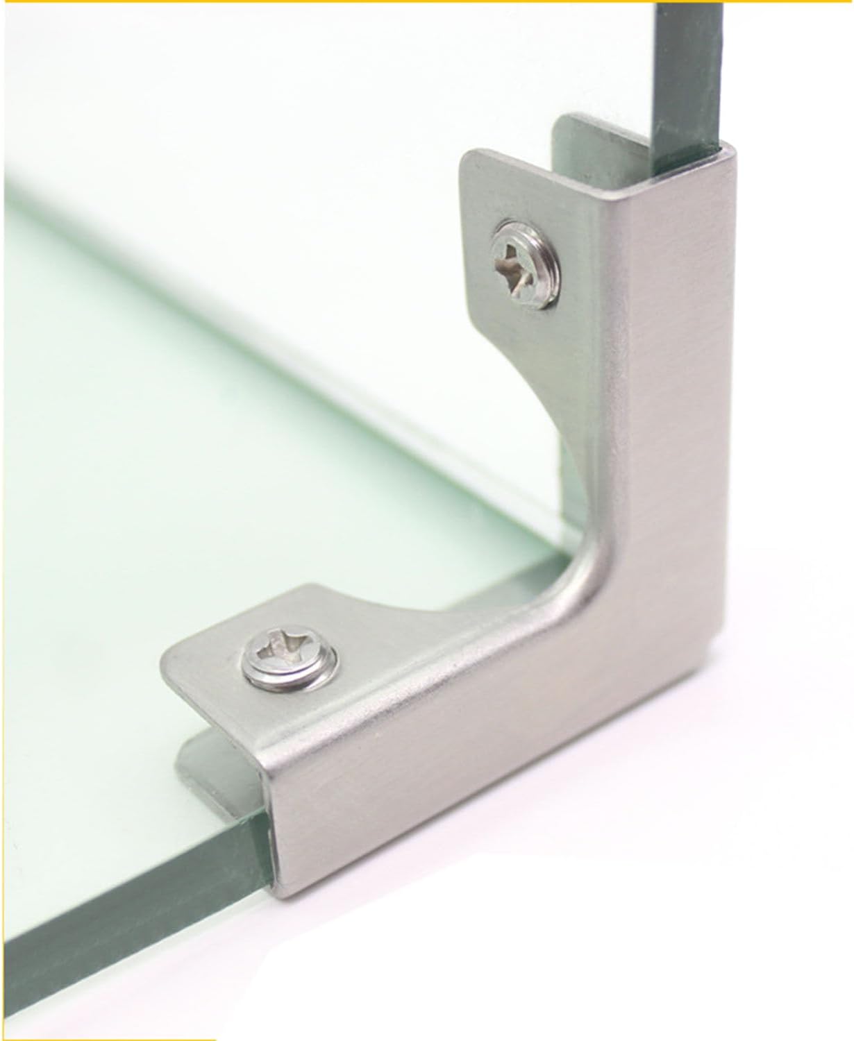 heyous 2PCS L-Shape Stainless Steel Glass Clamps 3-6MM Fish Tank Tile Reinforcement Corner Guard Glass Connector For Fixing Display Cabinet Glass Shelf Assembly Display Cabinet Fish Tank Aquarium
