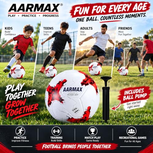 Image of Russian Football Practise Foot Ball Training Match Football Size 5 Original for All Ages Group Rubber Moulded Standard Sports Foot Ball for Ground, Grass, Turf, Outdoor Waterproof