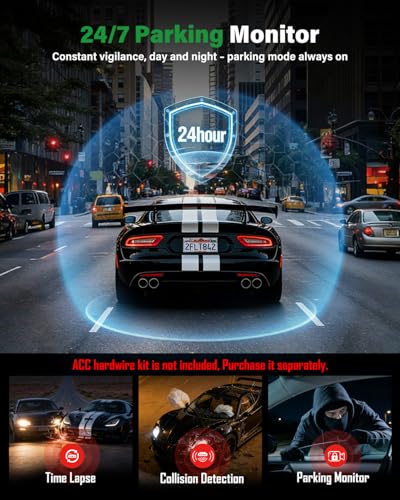 4K+2.5K+2.5K 3 Channel Dash Cam - Front/Rear/Inside - 5.8GHz WiFi 6 Wireless Dash Cam with IR Night Vision, 64GB Card, 24H Parking Mode, G-Sensor - Car Dash Cam for Rideshare & Taxi - Image 6