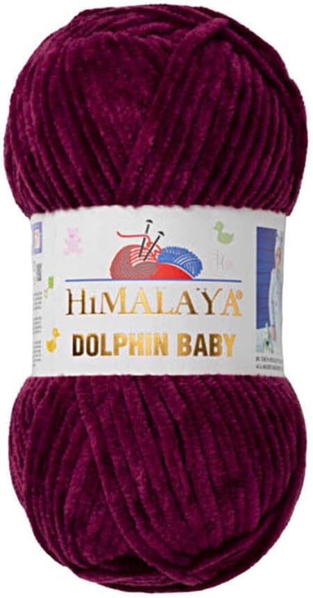 Himalaya Dolphin Baby Yarn Each Skein 100gr 120m Super Bulky Yarn for Knitting&Crocheting Ideal for Cardigans Shawls Blankets Hats and Home Textiles (1, 80339 Bordeaux)