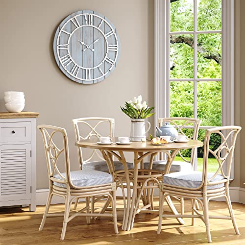 Barnyard Designs 26 inch Round Wooden Decorative Wall Clock, Coastal Blue, Battery Operated - Image 2