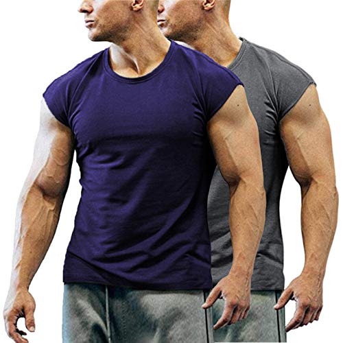 Topee men's 2 pack tank workout top sleeveless gym bodybuilding f…