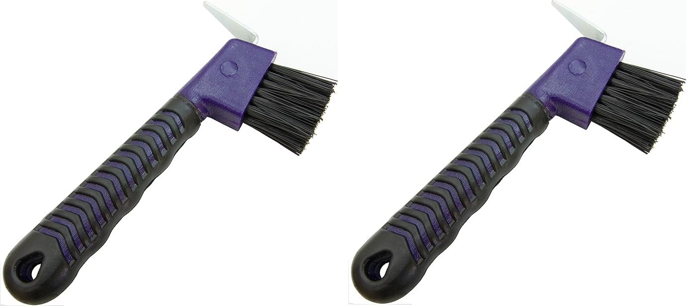 QiK Sports Hoof Pick Brush with Rubber Handle - 2 Pack