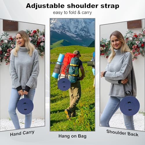 Image of ALEVMOOM Upgraded Collapsible Stool with Thickened Cushion 18.1 inch,600Lbs Max Weight Wider & Taller Pop Up Stool, Heavy Duty Portable Retractable Folding Chair or Travel Foot Rest for Camping & Outdoors