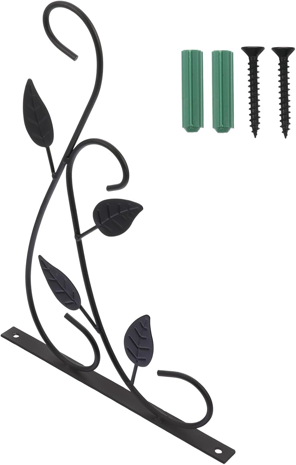 FRCOLOR Iron Plant Hanging Hook Black, Decorative Wall Mounted Lantern and Flower Pot Hangers for Indoor Outdoor Use, Small Metal Hanging Bracket for Patio Garden Décor