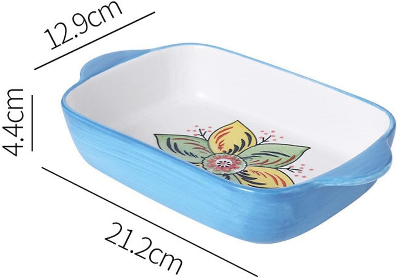 Baking Dish Ceramic Baking Tray Binaural Household Bowl Cheese Baked Rice Fruit Salad Platter Dish Kitchen Tableware Individual Lasagne Pan Deep (Color : 1) (1)
