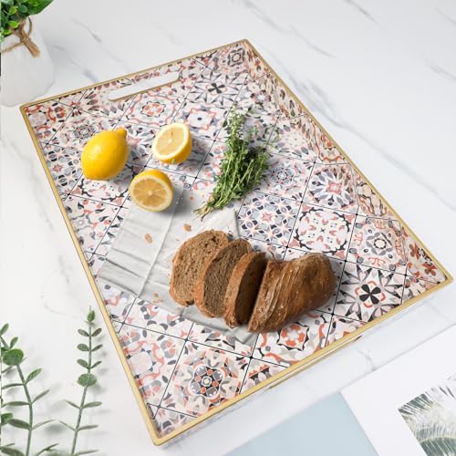 Decorative-Trays-with-Handles-Boho-Modern-Serving-Trays-for-Coffee-Table-Living-Room-Kitchen-Home-Decor-Multicolor-1 Decorative Trays with Handles Boho Modern Serving Trays for Coffee Table Living Room Kitchen Home Decor Multicolor 1