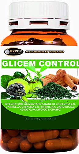 GLICEM CONTROL con Griffonia Canela Gymnema Espirulina Garcinia Ácido alfa lipoico Cromo Nivel de Glicemia Metabolismo