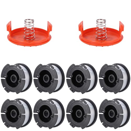 LEAZZLE 8 Rocchetto Filo Tagliabordi 1 Copertura 2 Molla Nylon Filo Tagliabordi Bobina Compatibile con Black&Decker Decespugliatori di Ricambio per Tosaerba Ricambi per Molti Tipi di Rasaerba