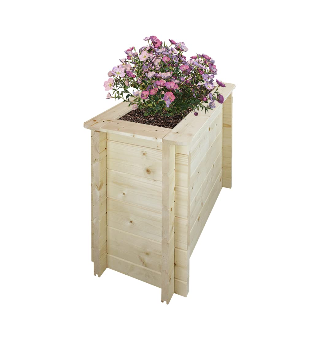 TIMBELA Carre Potager Exterieur Bois - Jardinieres Exterieur pour Jardin, Balcon, Terrasse – pour Fleurs, Herbes aromatiques, Légumes- Bois Massif pin/épicéa 28 mm, 78x38xH57 cm, M612