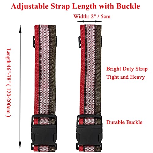 2 Pack Luggage Straps, Bright Colors Adjustable Suitcase Belts with Quick Release Buckle (GreyPink)3