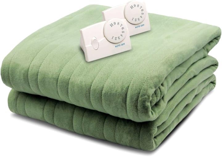 Comfort Knit Electric Heated Blanket with Analog Controller, Queen, Sage