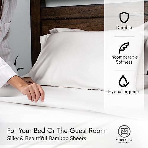 Image of Threadmill 300 TC Viscose Made from Bamboo King Sheet Set, White