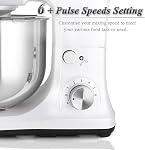 Stand Mixer 5-QT, 6+P Speed Tilt-Head Food Mixer 300W Dough Mixer with Stainless Steel Bowl,Dough Hook,Flat Beater&Whisk Electric Kitchen Mixer for Household Baking, Anti-Slip(Pearl White)