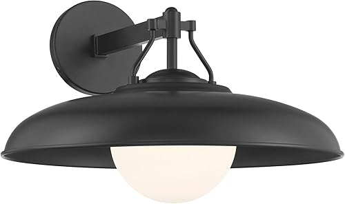 Minka Lavery 73321-66A Cameo Shores Bola de cristal de ópalo grabada con pantalla de metal para montaje en pared al aire libre, 1 luz de 60 vatios,