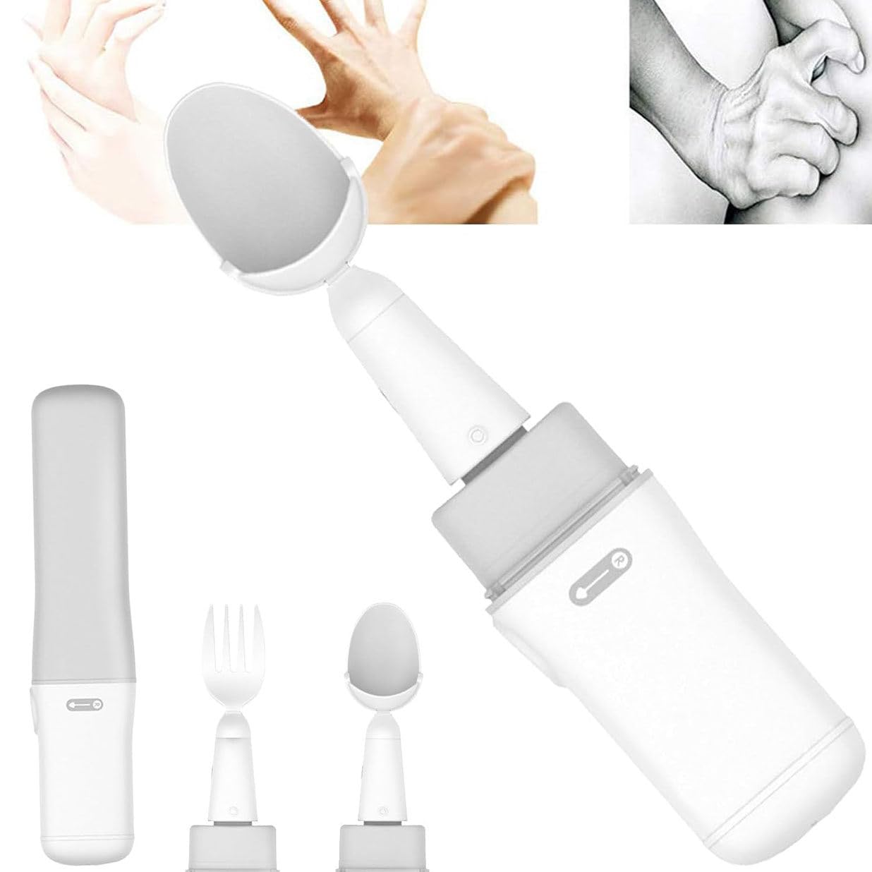 Cucchiaio di Parkinson per Tremori alle Mani, Cucchiaio Fisso Divisibile con Kit di Sollevamento Intelligente Auto-Stabilizzante, Utensili per Mangiare Adattivi per Disabili E Anziani