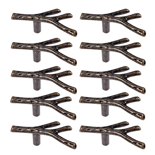 CENGOOD 10x Cabinet Handle Pulls Wardrobe Drawer Door Cupboard Knobs Twig Single Hole Retro Style Bronze