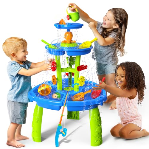 CozyBomB Magnetic Fishing Water Table three tier waterfall fishing water table for toddlers