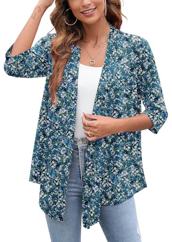 Image of Heymoments Women's Lightweight Open Front Cardigans 3 /4 Sleeve Casual Soft Drape Fall Cardigan S-2XL