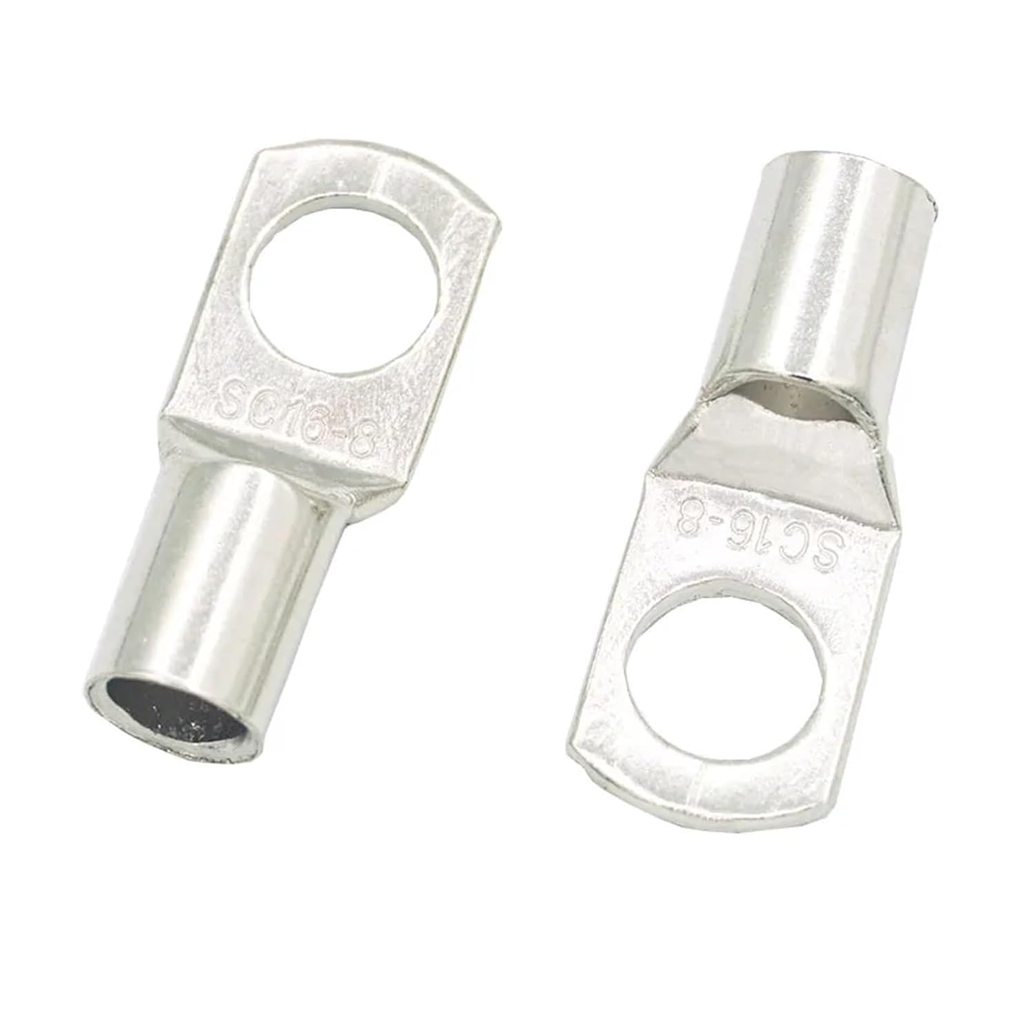 20/50Pcs Copper Cable Lug Kit SC16-8 Bolt Hole Tinned Cable Lugs Battery Terminals Copper Nose Wire Connector(SC16-8,50PCS)