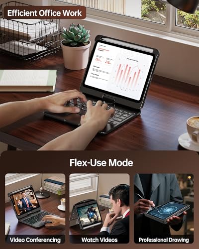 Image of Intermerge Case with Keyboard for iPad mini 7 (A17 Pro, 2024) & Mini 6 (2021) 8.3 inch - 360 Swivel Multi-Touch Trackpad, 7-Color RGB Backlit Keys, Pencil Holder, Power Indicator-Solid Black