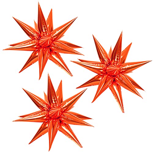 Image of 3pcs 26inch orange Star foil balloons.orange Explosion Star burst star balloon-Spike cone balloon for birthday party decorations,wedding,Bachelor party