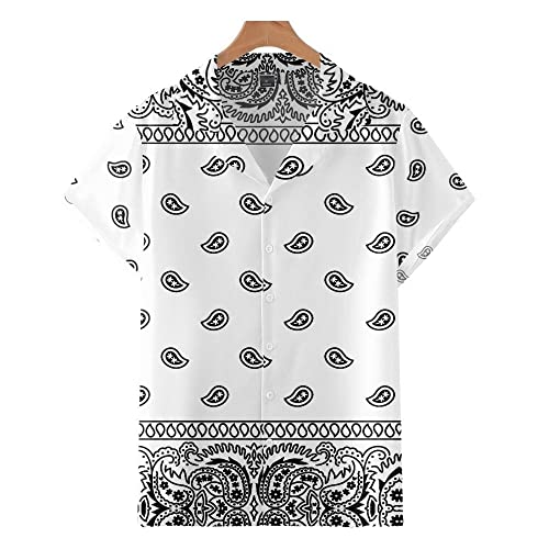 Chemise Aloha blanche vintage motif fleur de cajou et look boho chic d'été pour homme