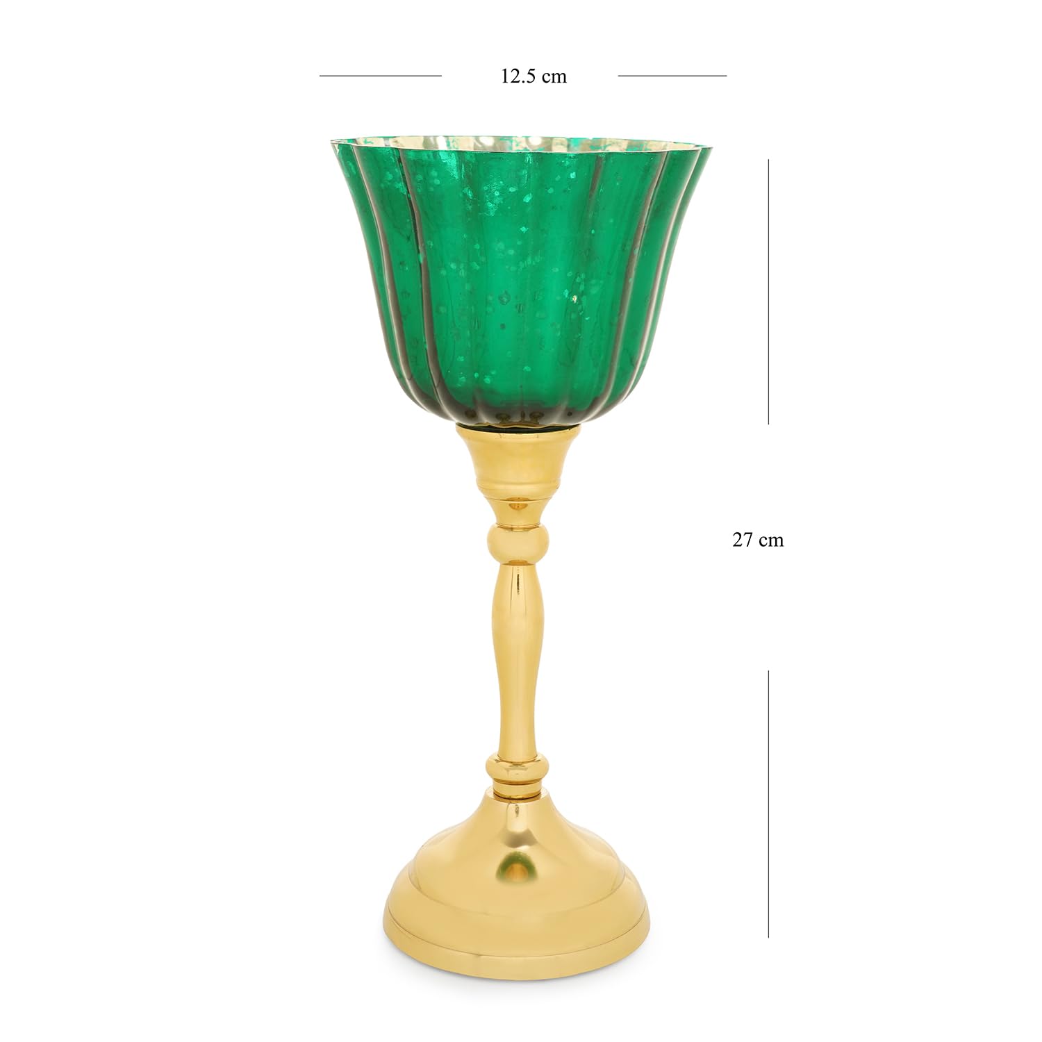 Pure Home + Living Green and Gold Votive with Metal Stand - Small 4