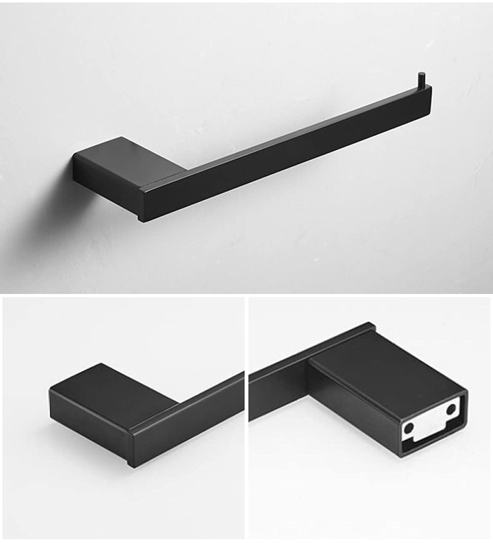 Juego de Accesorios de baño Negro Mate, Gancho para Bata Negro, Barra de Toalla, Soporte para Papel higiénico, Accesorios de baño, Estilo B, Juego, como se Muestra