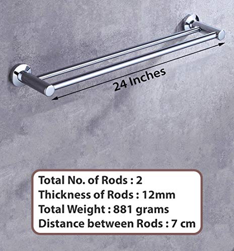 Image of SYNERGY - Premium - Stainless Steel 24 Inch Straight Towel Rod /Towel Rods for Bathroom /Towel Bars /Hangers /Stands /Towel Holders /Bathroom Accessories (Chrome Finish)