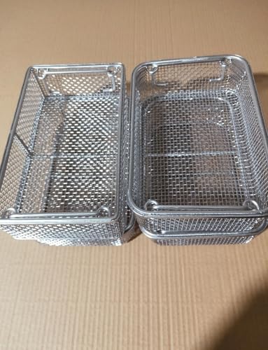 Cesta de esterilización de acero inoxidable con tapa, bandeja de malla para almacenamiento de instrumentos de laboratorio en hospitales y clínicas