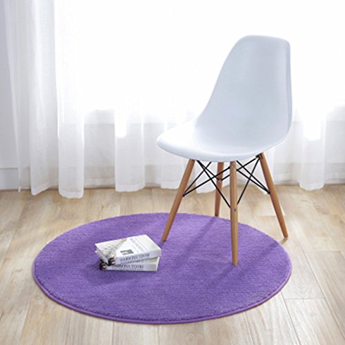 Fouriding Round Circular Area Rugs Solid Carpets Home Cozy Mat Bedroom Luxurious Floor Pads for Living Room (Purple, Diameter:3.2ft) — image 1