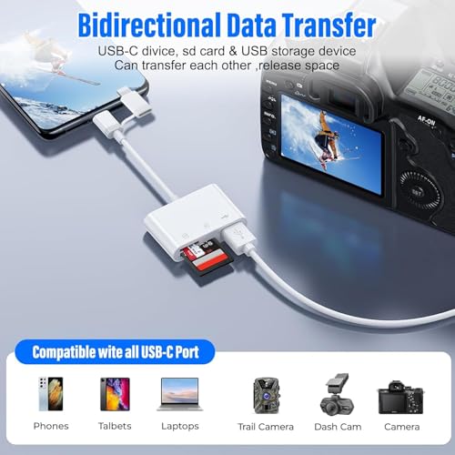 Lector Tarjetas SD para iPhone iPad, Lightning USB C Adaptador Tarjeta SD con SD/Micro SD/USB3.0, SD Card Reader para iPhone/iPad/Macbook/Samsung/Teléfonos Android/Cámara - imagen 6