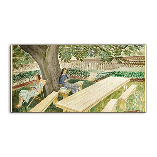 Tableau sur verre trempé haut de gamme 140x70 cm œuvre d'art murale Women in the garden