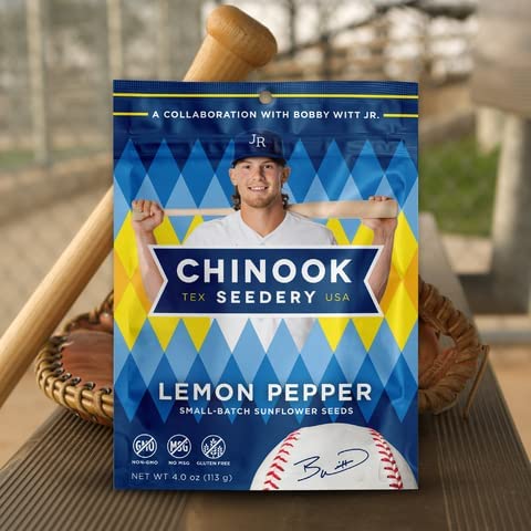 Miniatura 5 de Chinook Seedery Semillas de girasol gigantes tostadas, bocadillos keto, sin gluten, sin OMG, pimienta de limón 4 onzas (paquete de 12)