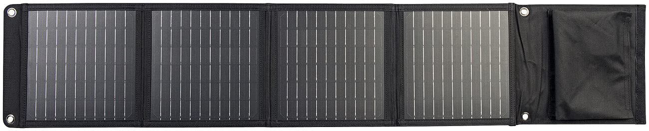 revolt Faltbares Solarpanel: 28-Watt-Solar-Ladegerät mit 2 USB-Anschlüssen (5V/4,8A), faltbar, IPX4 (Solartasche, Solarpanel Camping, Kfz)