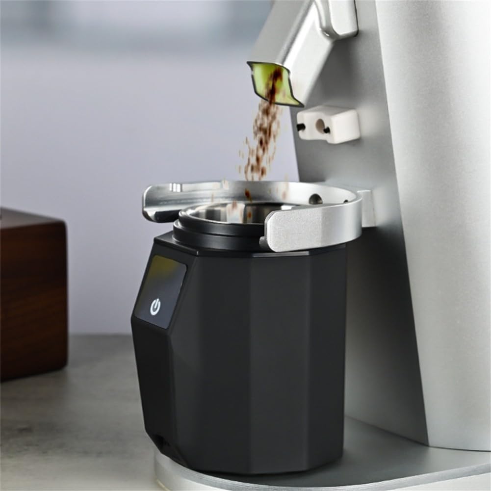 Báscula digital de café de precisión de 0,1 g, con taza dosificadora de 58 mm para moler y apisonar, báscula electrónica de cocina de 500 g de capacidad con USB recargable, color negro