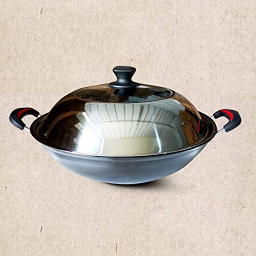 Wok grande de hierro fundido con tapa de vidrio 36 cm miniatura 4