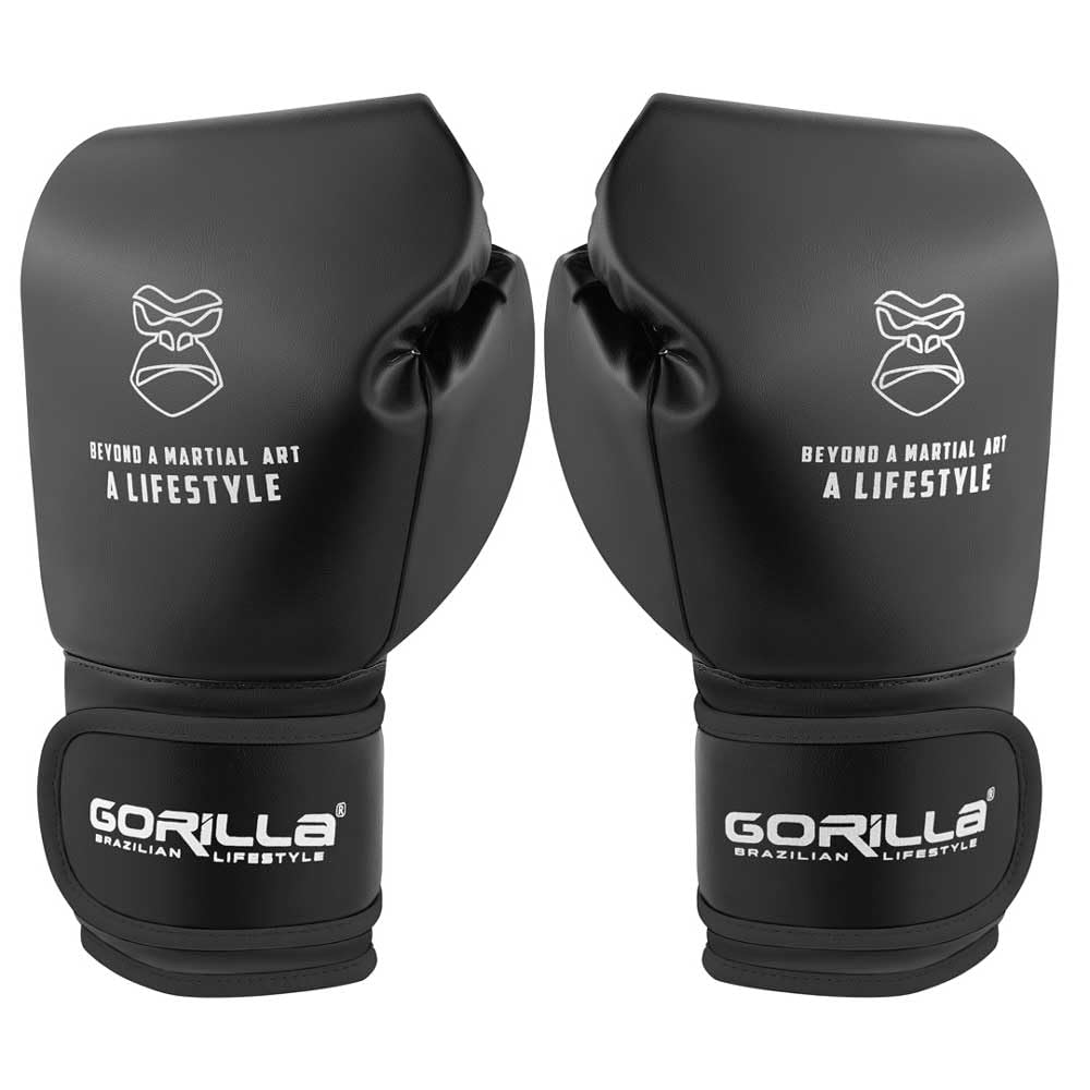 Luva De Boxe 12 Oz Lifestyle Essencial Black Classic Gorilla Profissional Muay Thai