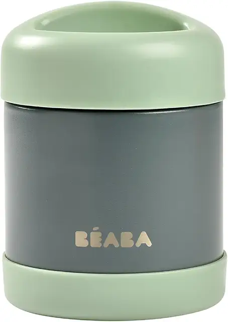 BÉABA Boîte Isotherme Repas Chaud Bébé, Inox, 300 mL, Gris Minéral/Vert Sauge