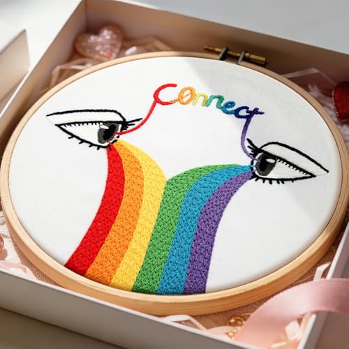 Image of Crafmanoe Hand Embroidery Kits for Beginners Adults, LGBT Embroidery Starter Kit, Stamped Cross Stitch Kits for Beginners Adult Craft Kits for Women, Entire Set of Embroidery Supplies & Video Tutorial